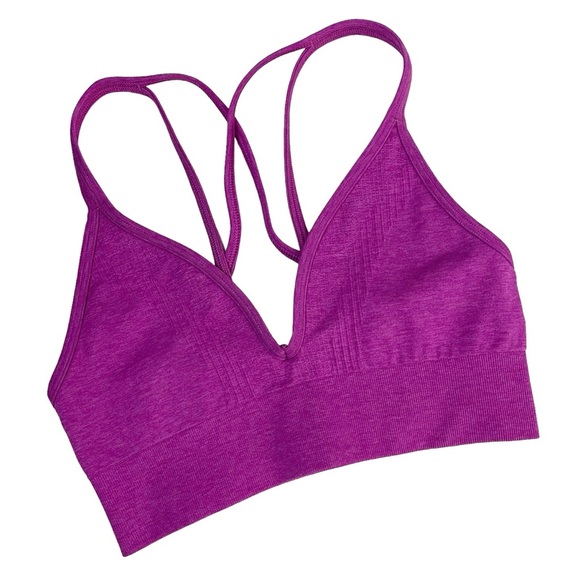 lululemon athletica Seamless Plunge Bra Heathered Ultra Violet Sz 8 - Picture 5 of 11
